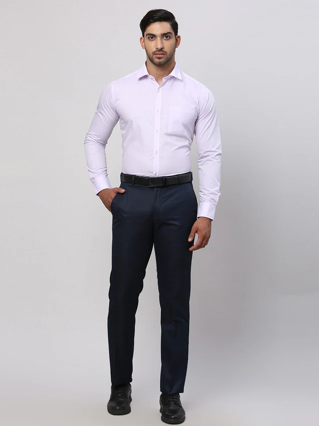 Park Avenue Purple Solid Slim Fit Polyester Blend Formal Shirt - Image 5