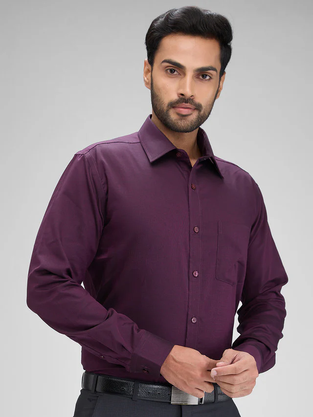 Park Avenue Purple Structure Regular Fit Full Sleeve Cotton Shirt - Image 2