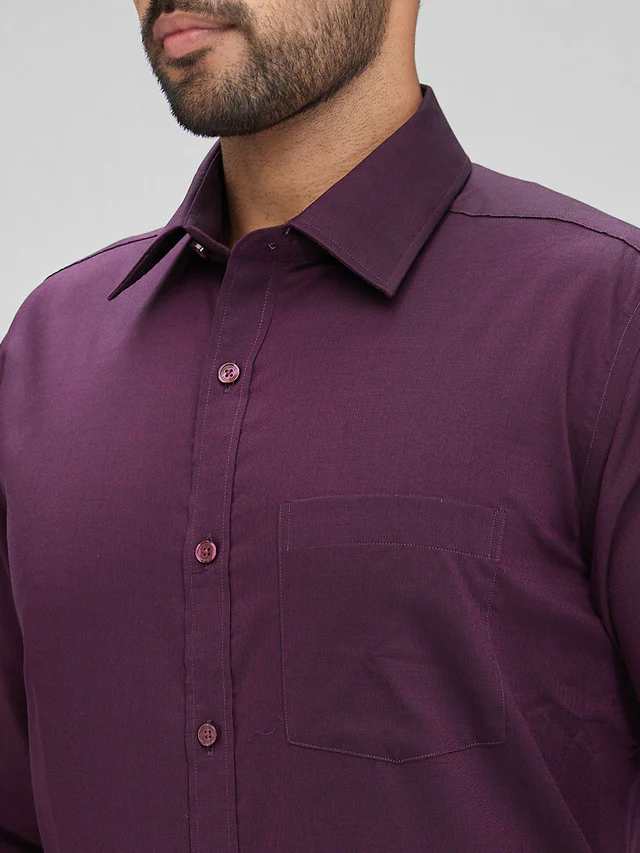 Park Avenue Purple Structure Regular Fit Full Sleeve Cotton Shirt - Image 6