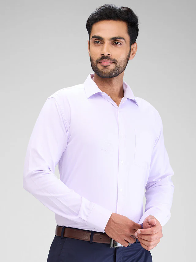 Park Avenue Purple Structure Slim Fit Cotton Blend Formal Shirt - Image 2