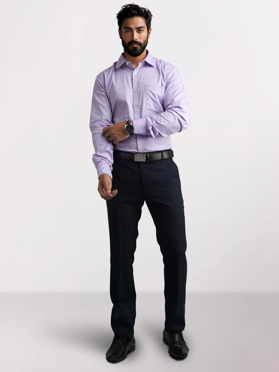 Park Avenue Purple Structure Slim Fit Cotton Formal Shirt - Image 3