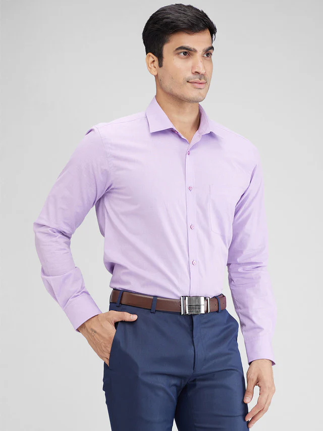 Park Avenue Purple Structure Slim Fit Full Sleeve Cotton Shirt - Image 2