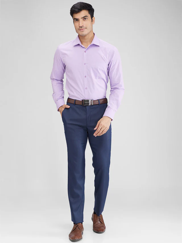 Park Avenue Purple Structure Slim Fit Full Sleeve Cotton Shirt - Image 5