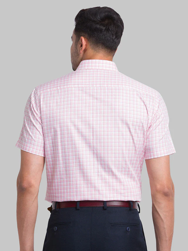 Park Avenue Red Checks Regular Fit Cotton Formal Shirt - Image 4