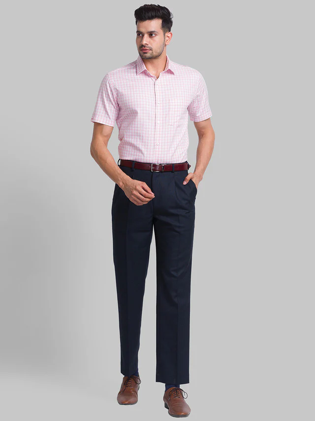 Park Avenue Red Checks Regular Fit Cotton Formal Shirt - Image 5