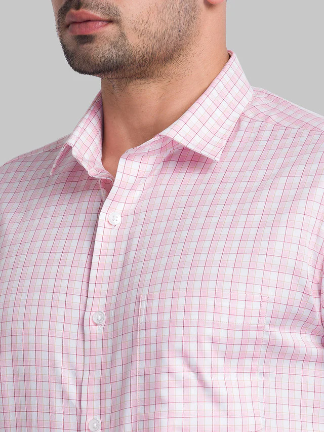 Park Avenue Red Checks Regular Fit Cotton Formal Shirt - Image 6