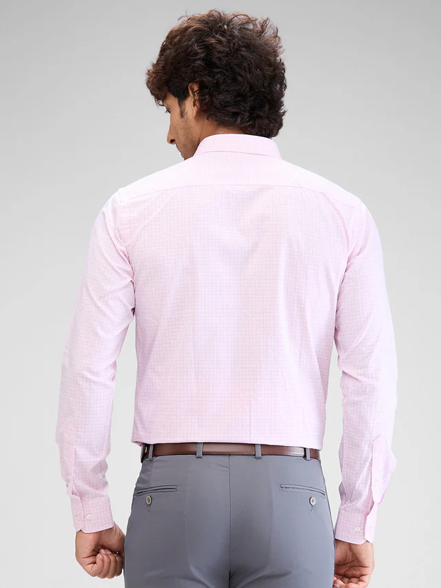 Park Avenue Red Checks Slim Fit Cotton Formal Shirt - Image 4