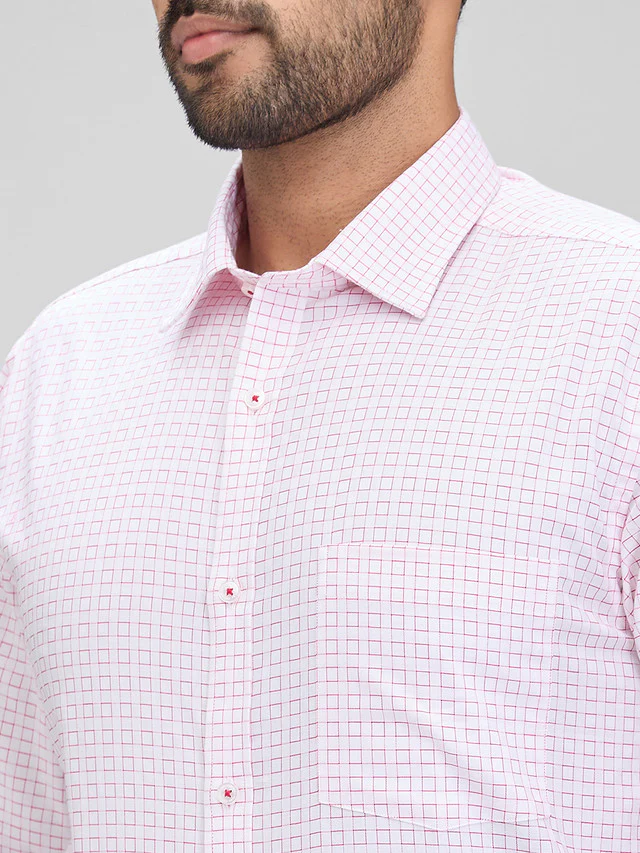 Park Avenue Red Checks Slim Fit Full Sleeve Cotton Shirt - Image 6