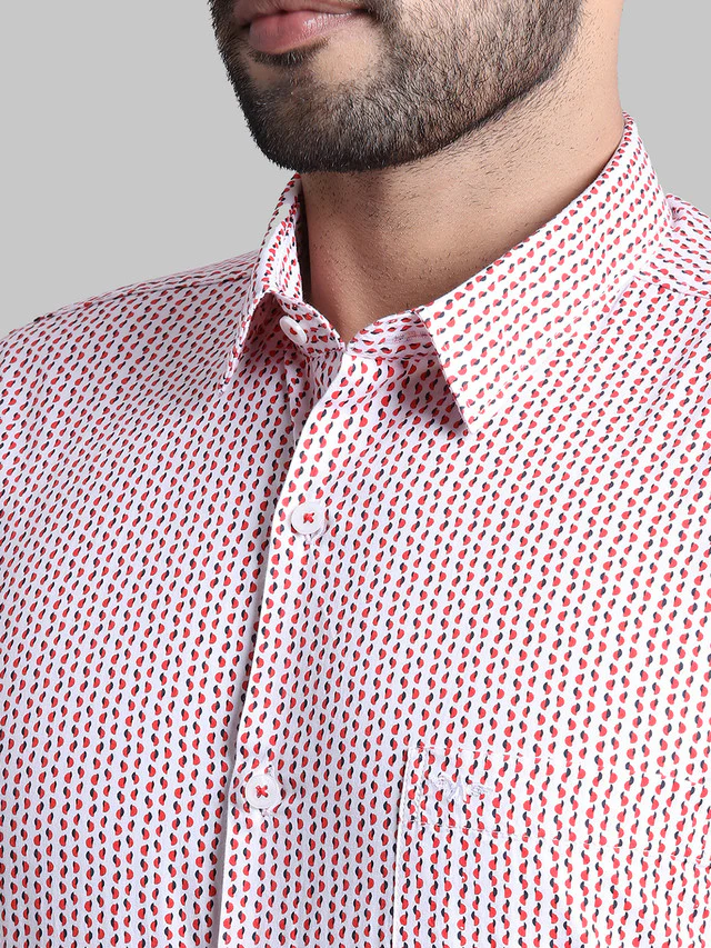 Park Avenue Red Printed Slim Fit Cotton Casual Shirt - Image 6