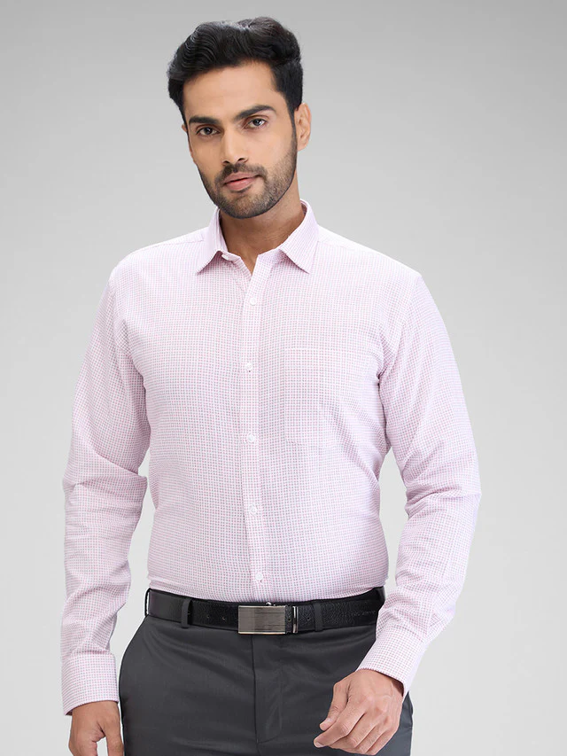 Park Avenue Men Pink Printed Slim Fit Cotton Formal Shirt