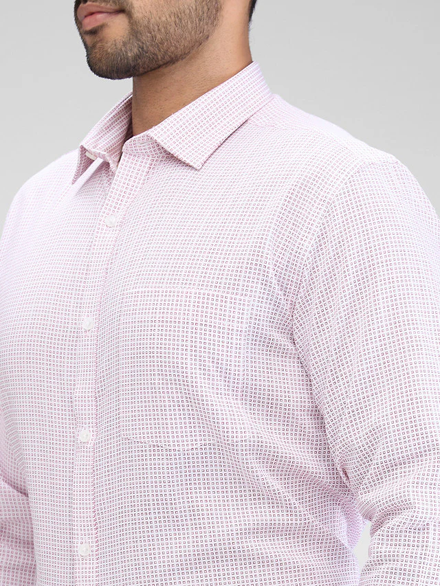 Park Avenue Men Pink Printed Slim Fit Cotton Formal Shirt - Image 6