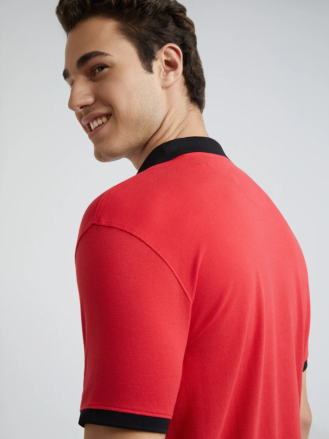 Park Avenue Men Red Slim Fit Solid Polo Neck Collar T-Shirt - Image 7