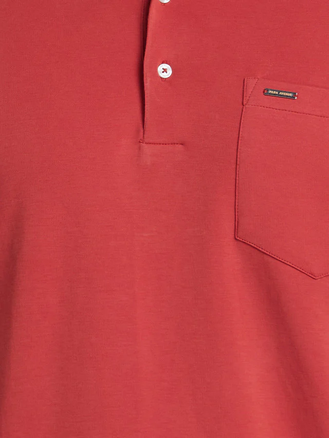 Park Avenue Men Red Slim Fit Solid Polo Neck Collar T-Shirt - Image 7