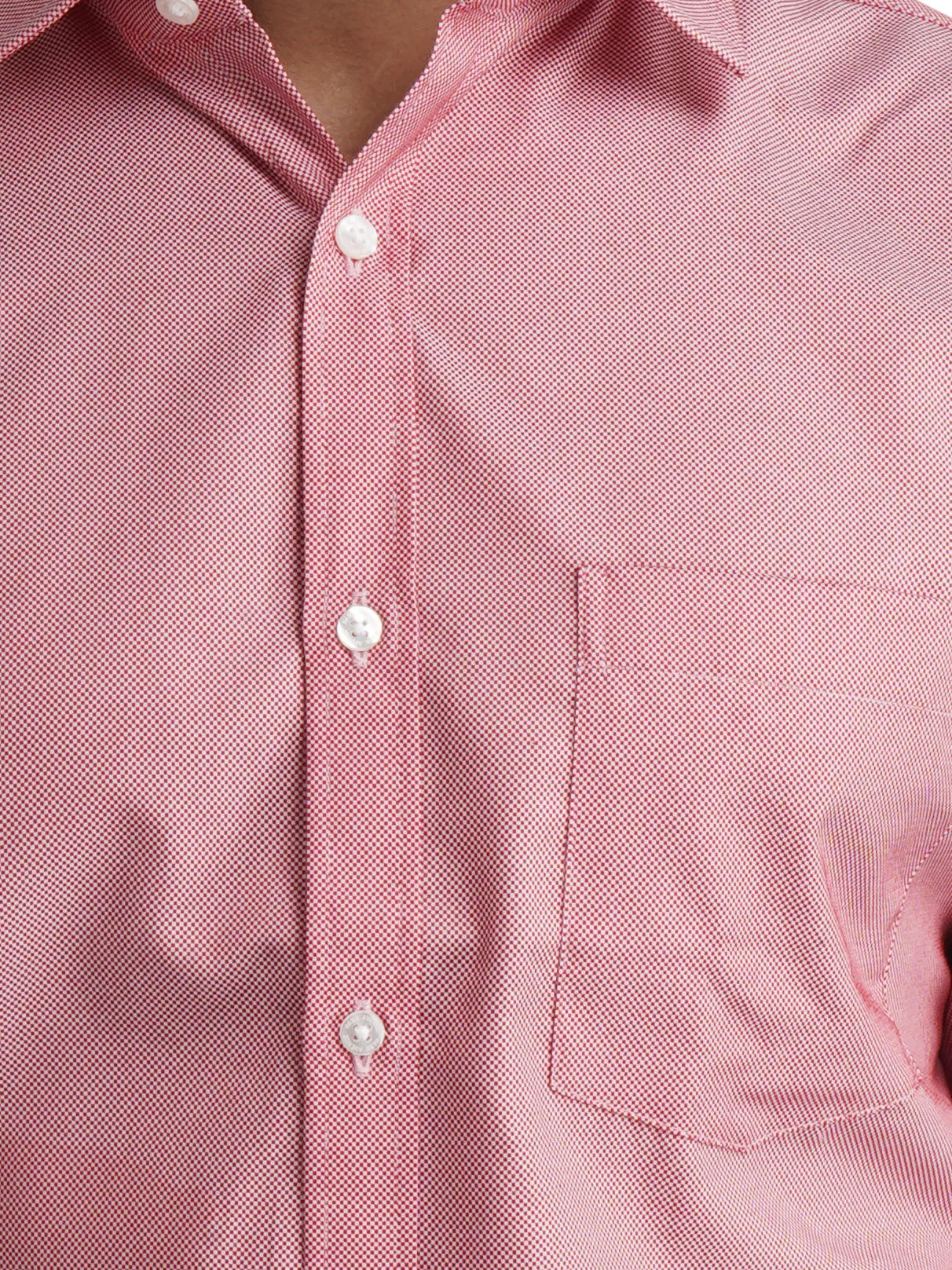 Park Avenue Red Structure Slim Fit Cotton Blend Formal Shirt - Image 7