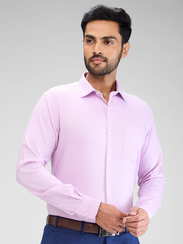 Park Avenue Men Pink Structured Slim Fit Cotton Formal Shirt - Image 2