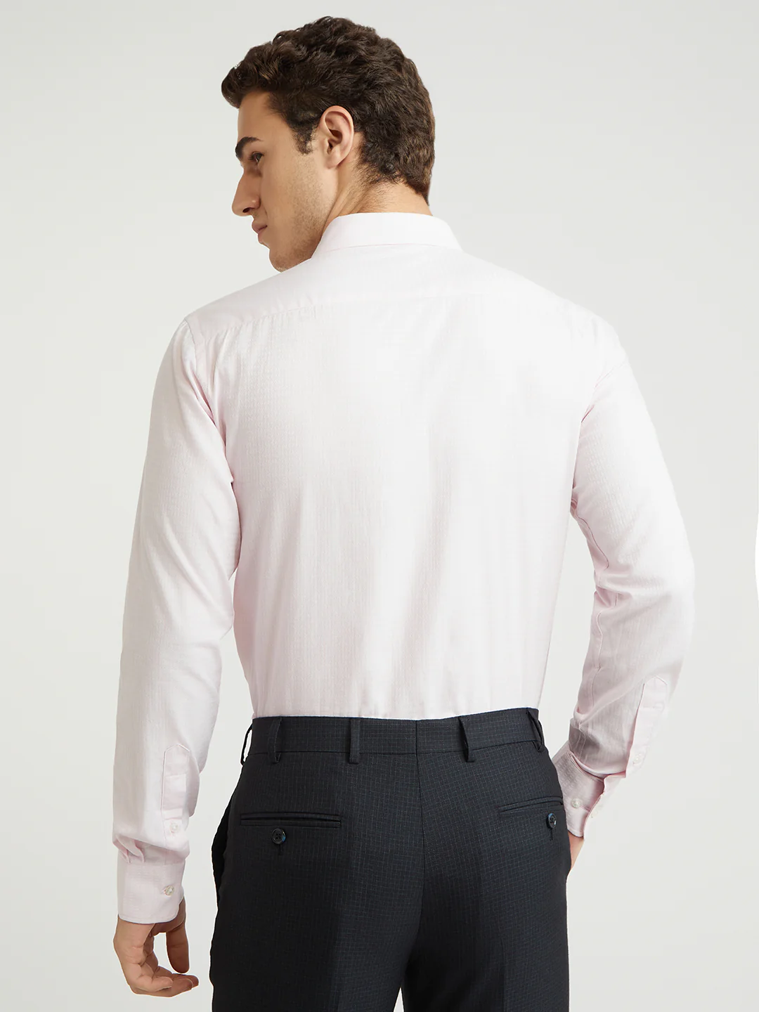 Park Avenue Red Structure Slim Fit Cotton Formal Shirt - Image 5