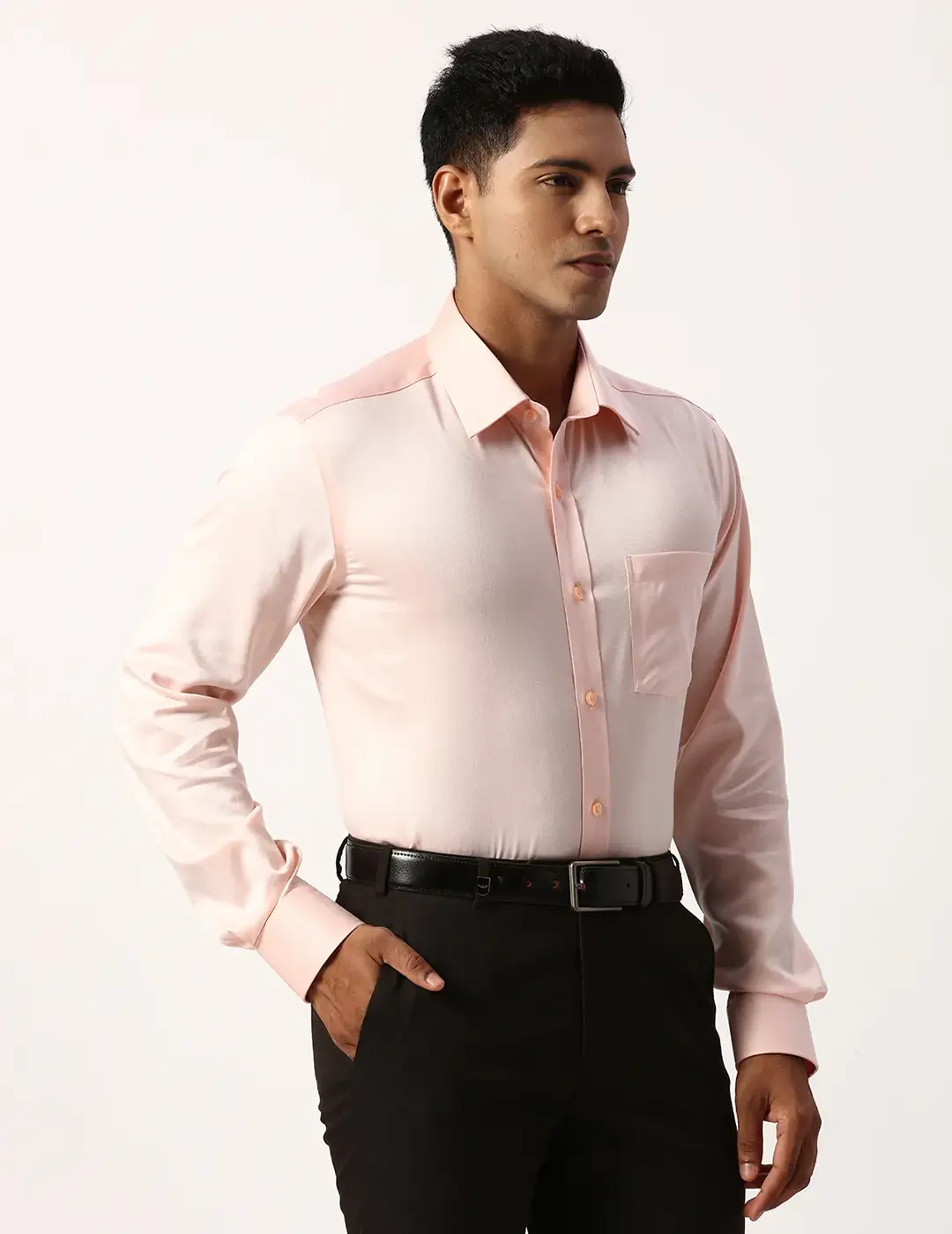 Park Avenue Regular Fit Self Design Medium Orange Shirt - Image 2