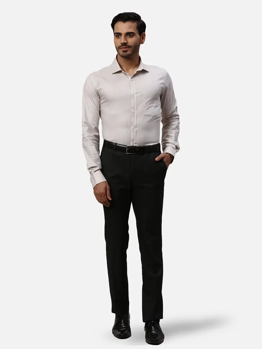 Park Avenue Men Beige Slim Fit Checks Cotton Formal Shirt - Image 5