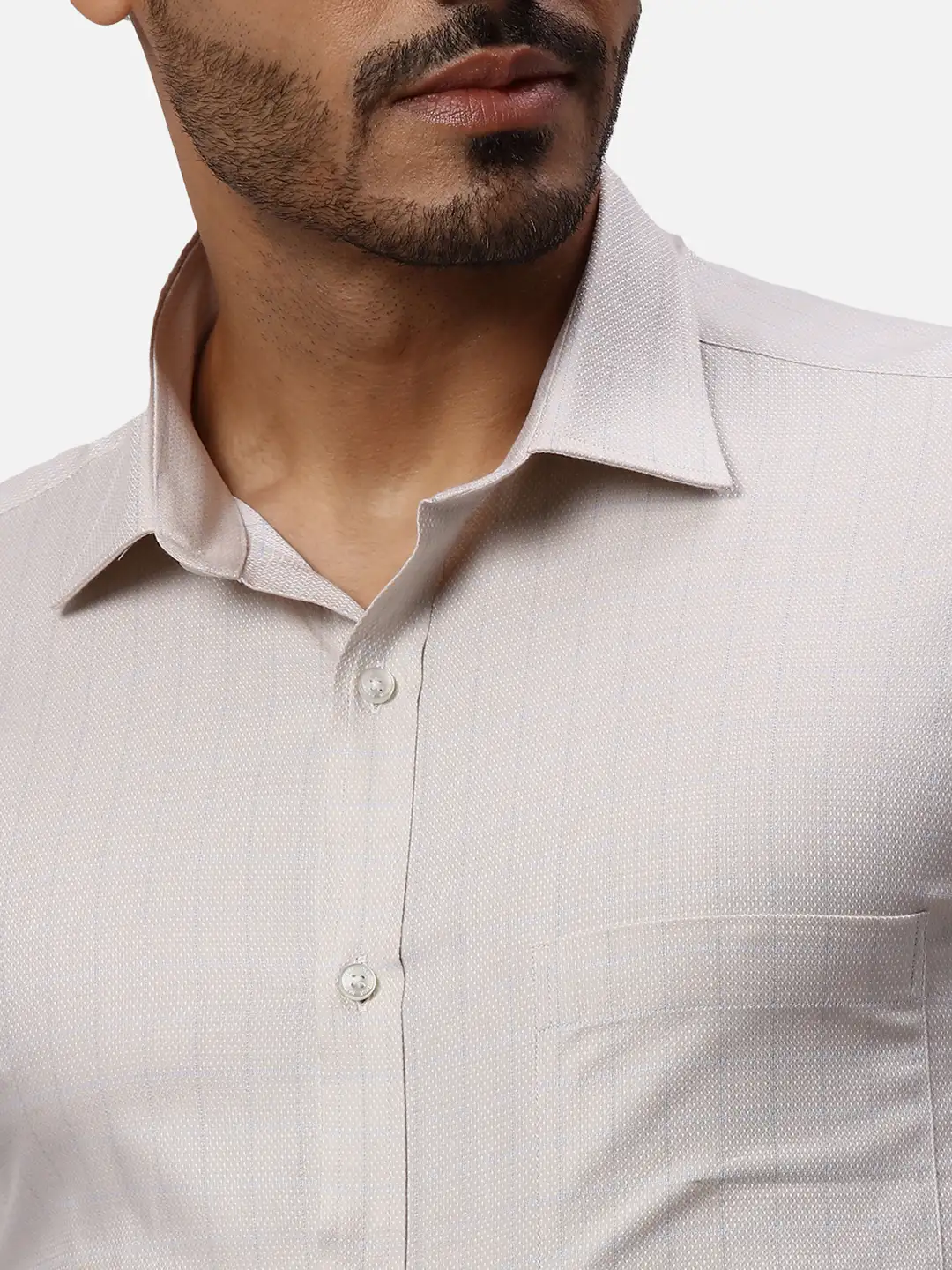 Park Avenue Men Beige Slim Fit Checks Cotton Formal Shirt - Image 6