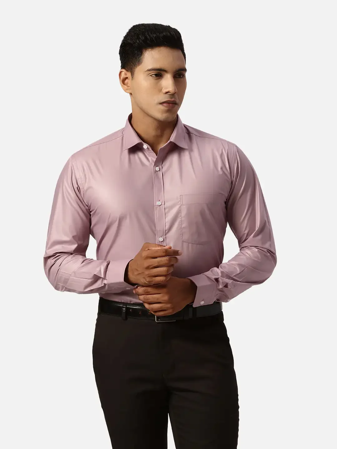 Park Avenue Slim Fit Solid Medium Red Shirt - Image 2