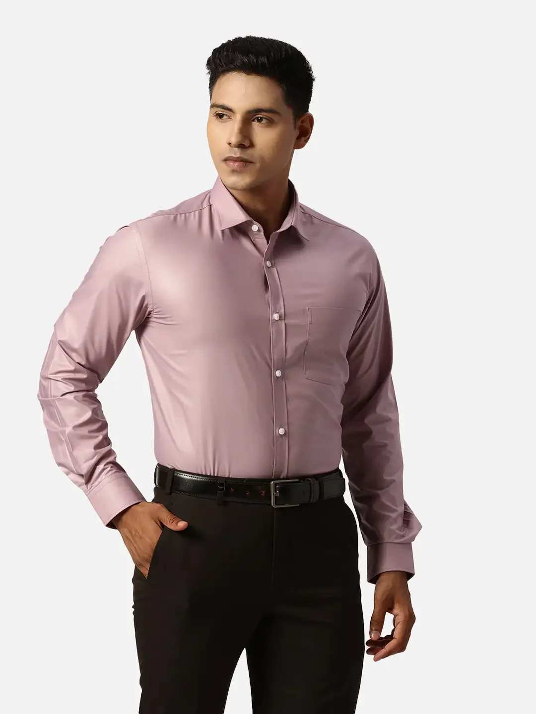 Park Avenue Slim Fit Solid Medium Red Shirt - Image 3
