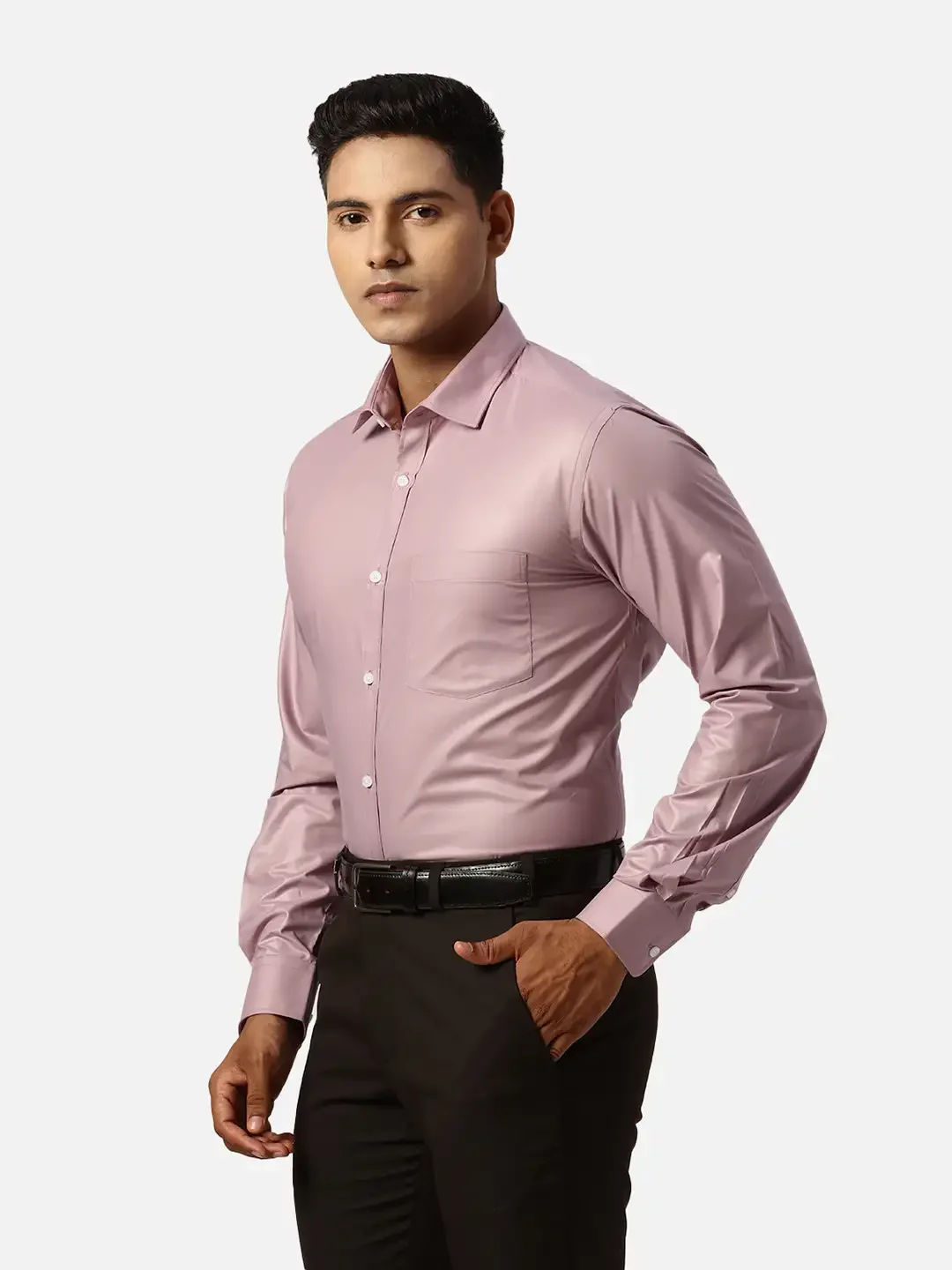 Park Avenue Slim Fit Solid Medium Red Shirt - Image 4