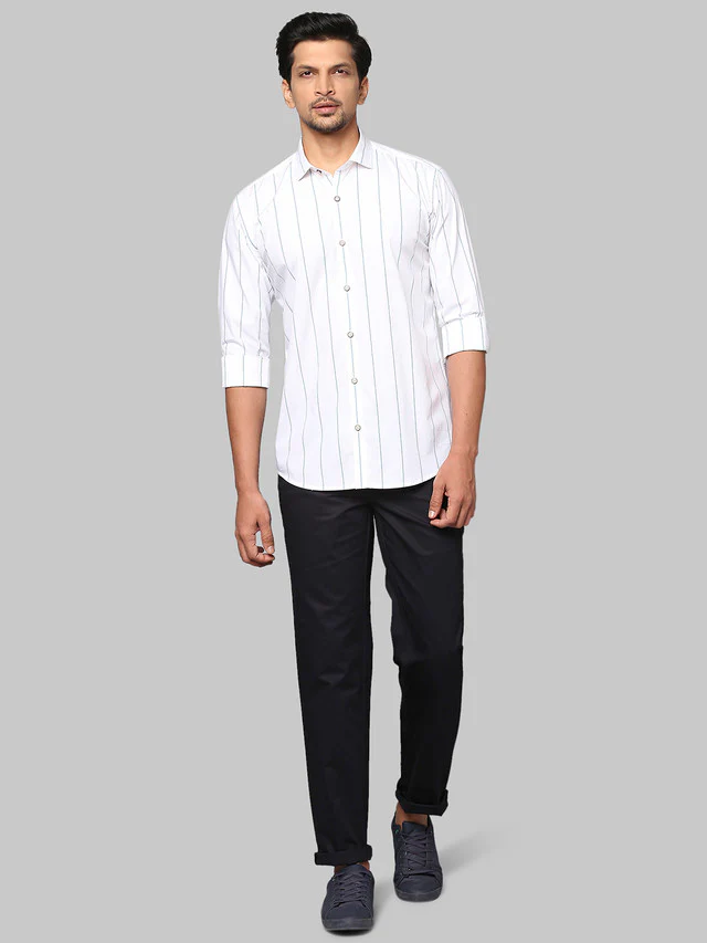 Park Avenue White Checks Slim Fit Cotton Blend Casual Shirt - Image 5