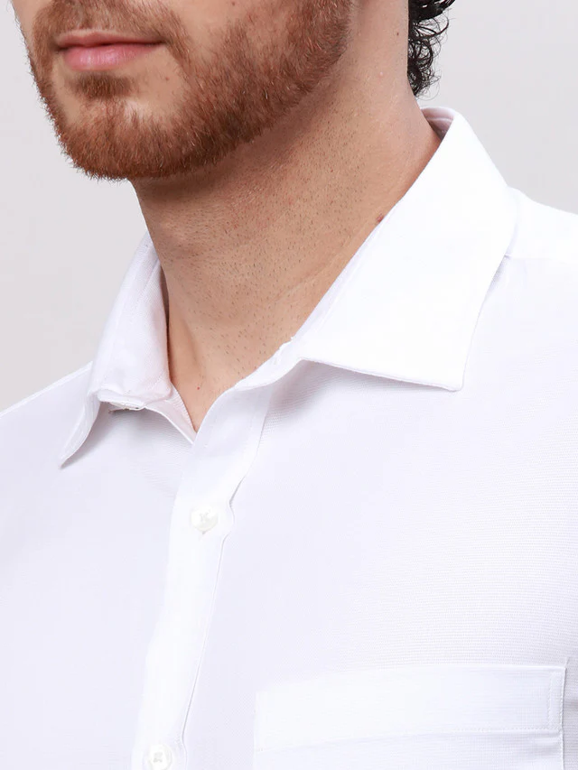 Park Avenue White Fil-A-Fil Slim Fit Cotton Formal Shirt - Image 6