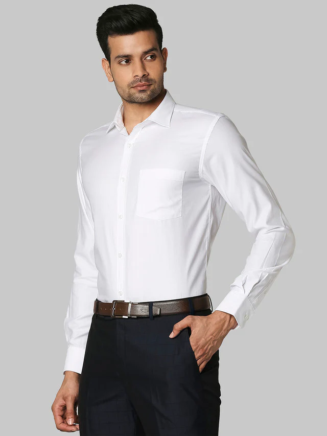 Park Avenue White Plain Slim Fit Cotton Formal Shirt - Image 3
