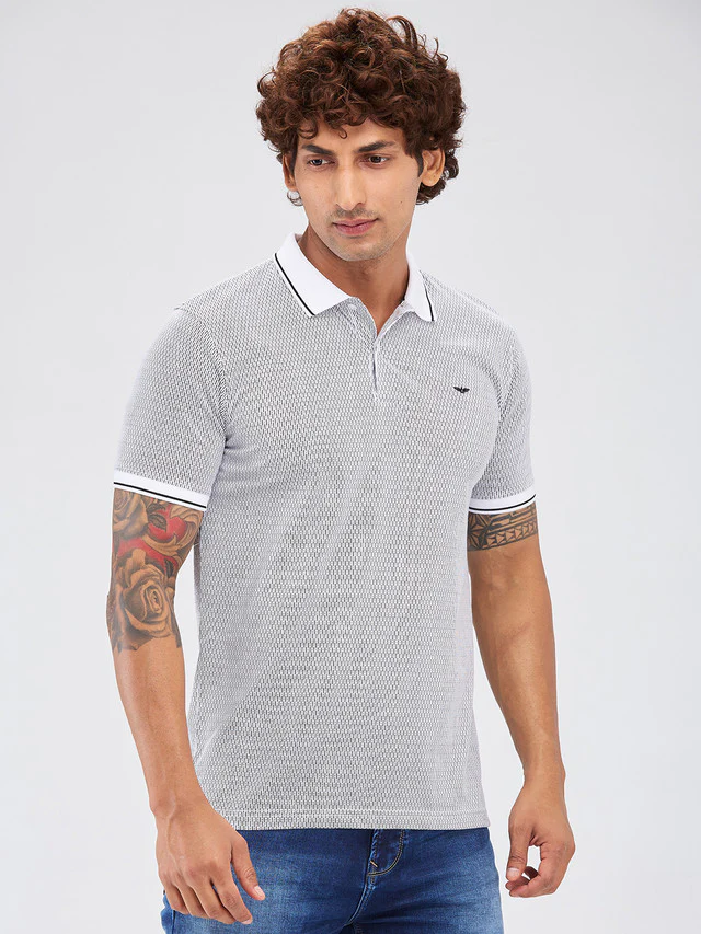 Park Avenue White Printed Slim Fit Cotton Blend T-Shirt - Image 2