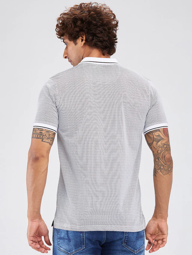 Park Avenue White Printed Slim Fit Cotton Blend T-Shirt - Image 4