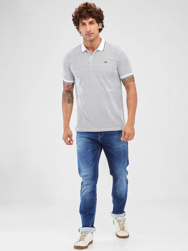 Park Avenue White Printed Slim Fit Cotton Blend T-Shirt - Image 5