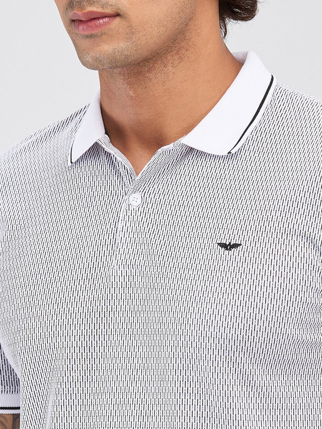 Park Avenue White Printed Slim Fit Cotton Blend T-Shirt - Image 6