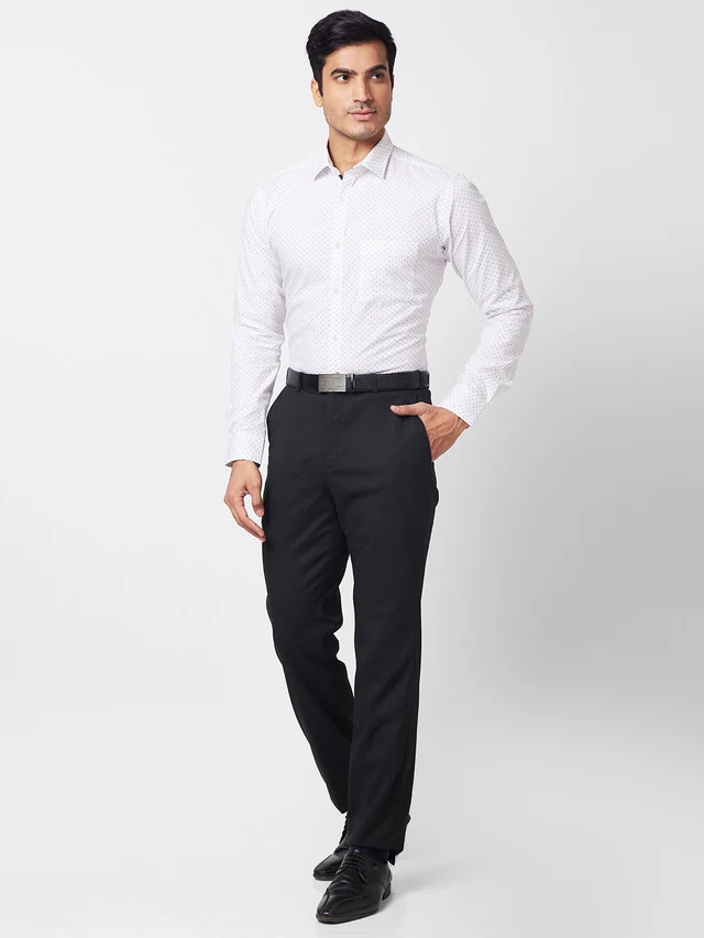 Park Avenue White Printed Slim Fit Cotton Formal Shirt - Image 5