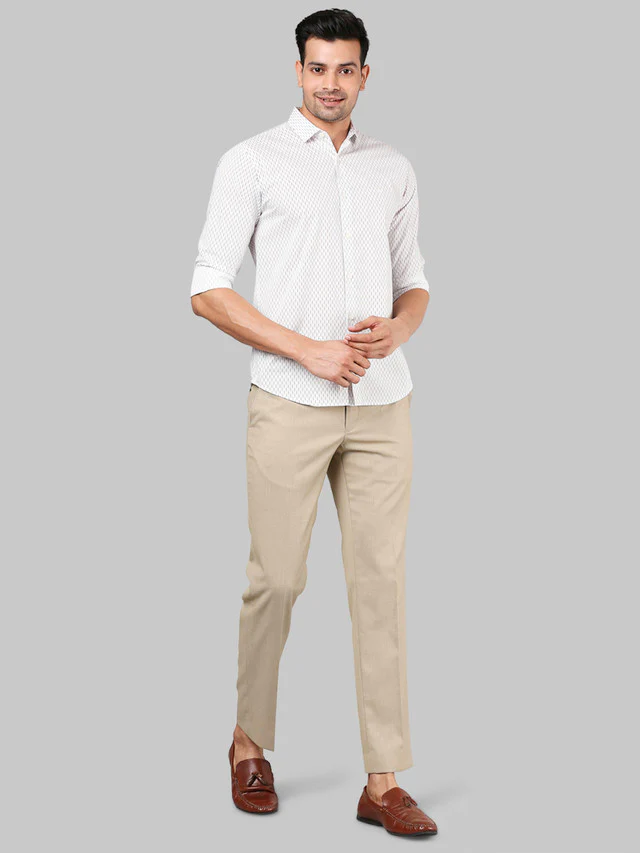 Park Avenue White Printed Slim Fit Cotton Casual Shirt - Image 5