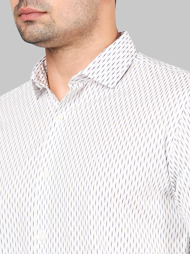 Park Avenue White Printed Slim Fit Cotton Casual Shirt - Image 6