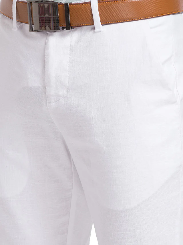 Park Avenue White Solid Neo Fit Cotton Trouser - Image 6