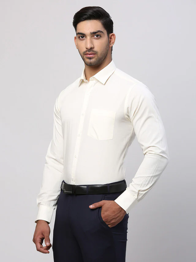 Park Avenue Men White Slim Fit Solid Formal Shirt - Image 3
