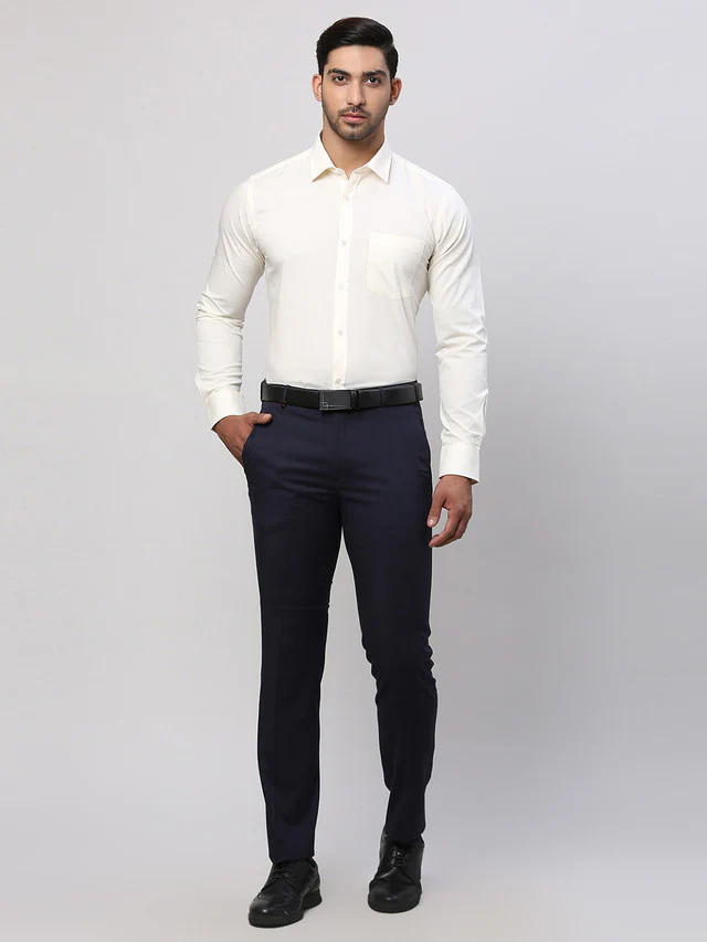 Park Avenue Men White Slim Fit Solid Formal Shirt - Image 5