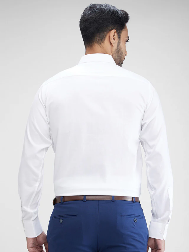 Park Avenue White Structure Regular Fit Cotton Formal Shirt - Image 4