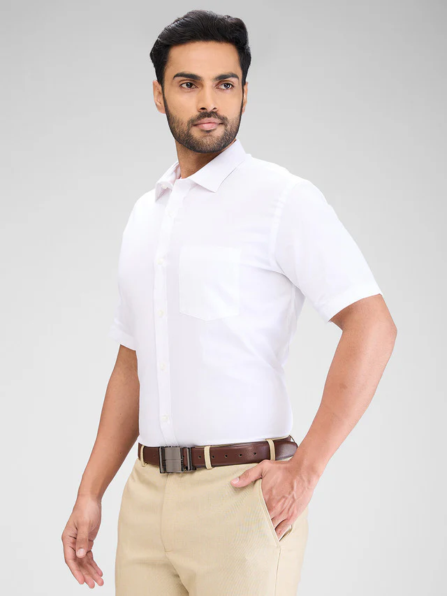 Park Avenue White Structure Regular Fit Cotton Formal Shirt - Image 3