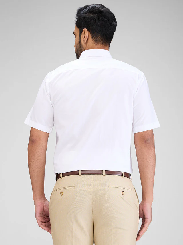 Park Avenue White Structure Regular Fit Cotton Formal Shirt - Image 4