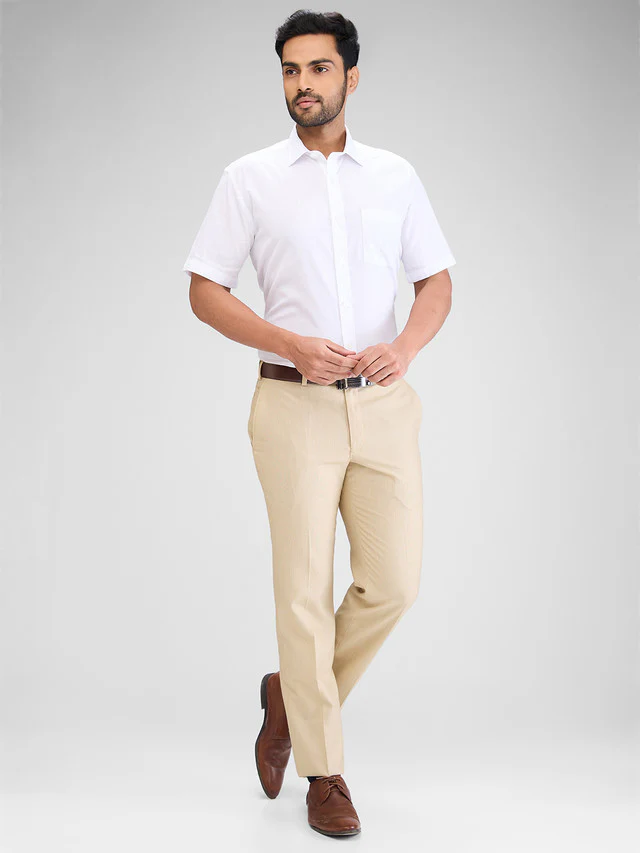 Park Avenue White Structure Regular Fit Cotton Formal Shirt - Image 5
