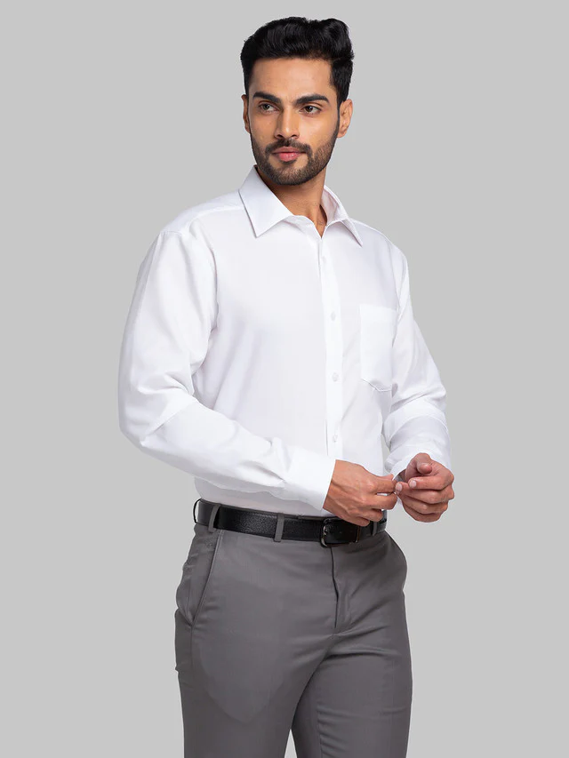 Park Avenue White Structure Regular Fit Full Sleeve Cotton Shirt - Image 2