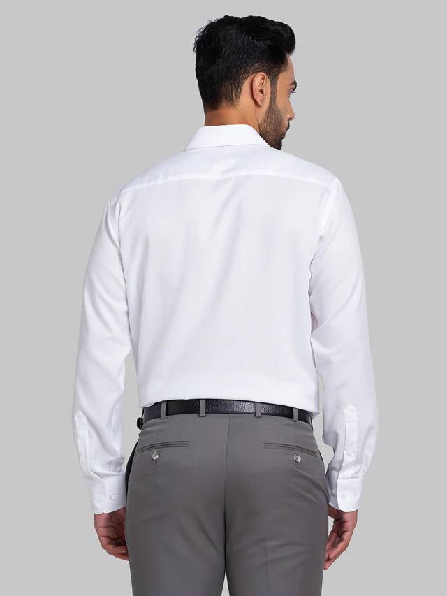 Park Avenue White Structure Regular Fit Full Sleeve Cotton Shirt - Image 4