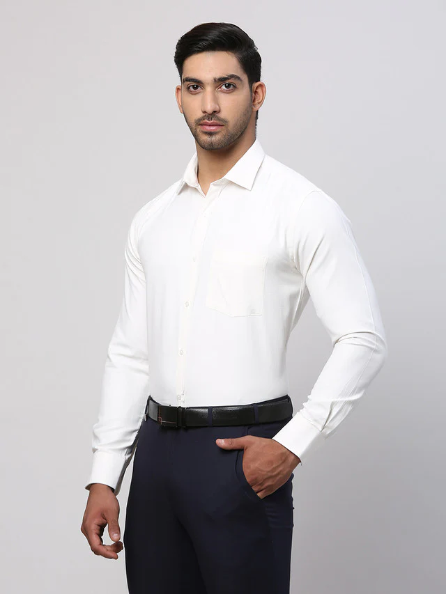 Park Avenue Men White Slim Fit Structure Formal Shirt - Image 3