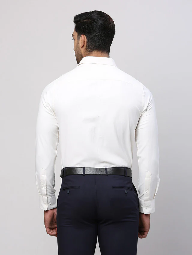 Park Avenue Men White Slim Fit Structure Formal Shirt - Image 5