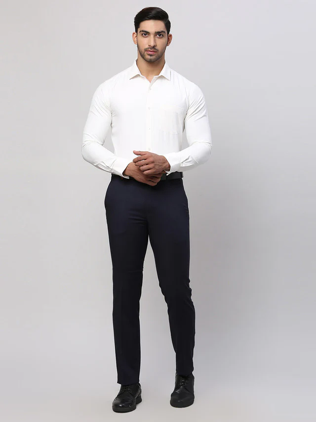 Park Avenue Men White Slim Fit Structure Formal Shirt - Image 6