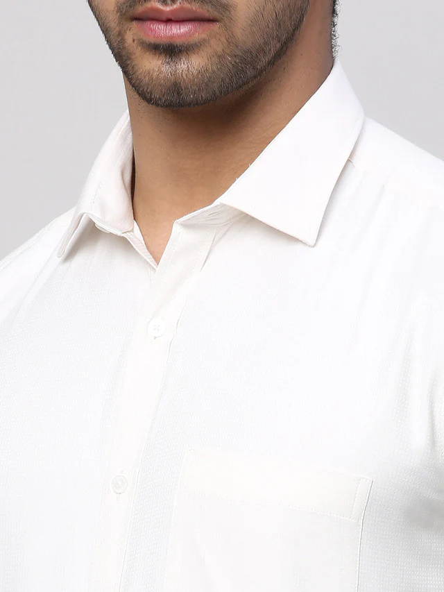 Park Avenue Men White Slim Fit Structure Formal Shirt - Image 7