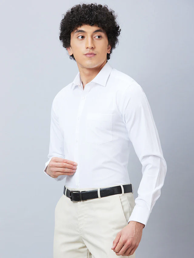 Park Avenue White Structure Slim Fit Cotton Blend Formal Shirt - Image 3